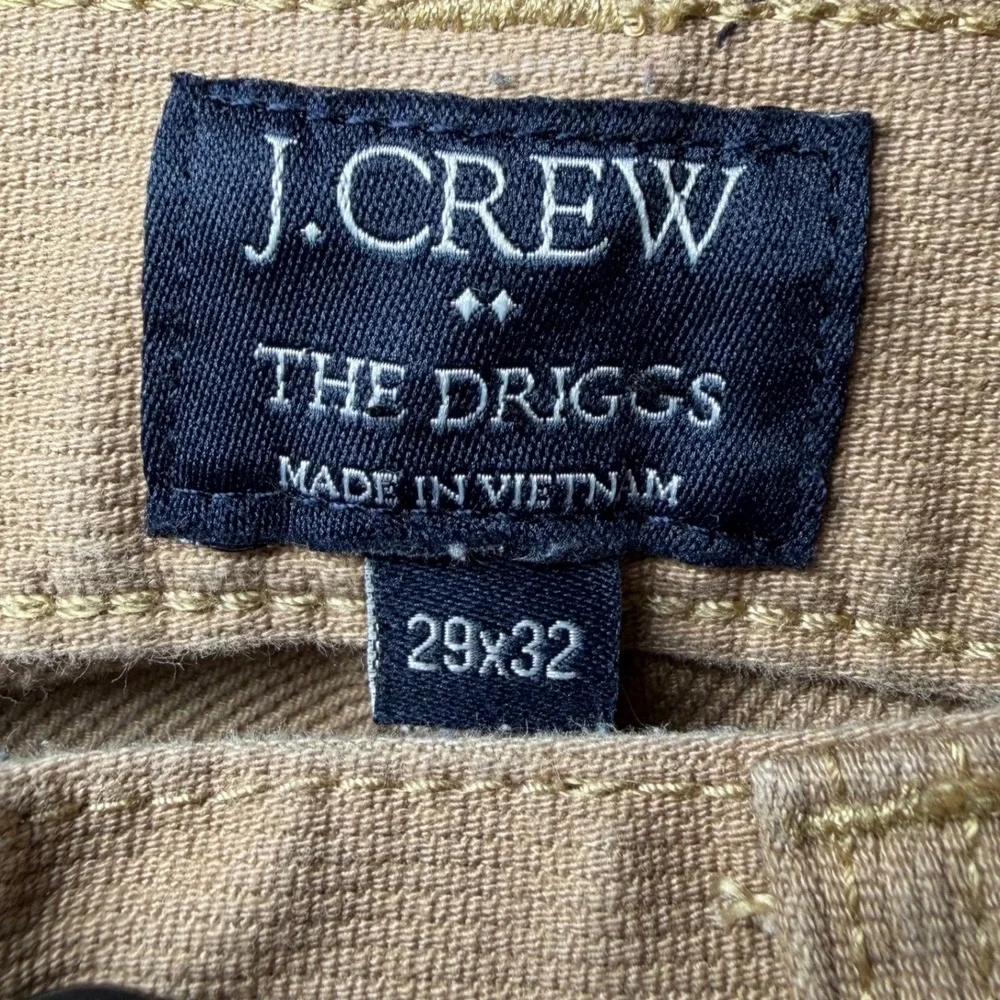 J Crew Mens Size 29x32 The Driggs Pants Tan/Khaki Slim Fit Corded Chino Corduroy